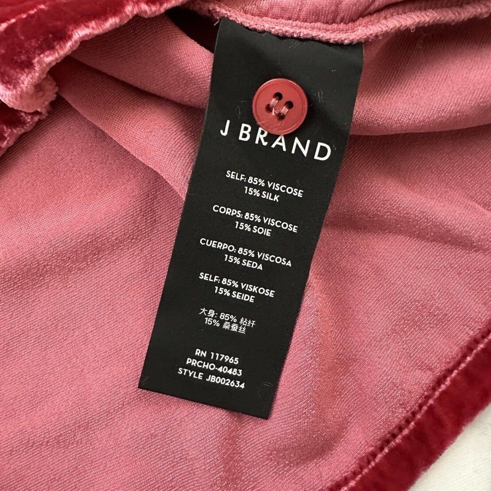 J Brand Velvet Key Hole Blouse Top Size S Red Flutter Sleeve High Neck - Picture 7 of 12